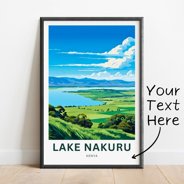 Personalized Lake Nakuru Travel Print - Lake Nakuru poster, Kenya Wall Art, Framed present, Gift Africa Present