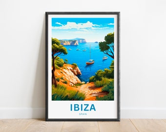 Ibiza Travel Print - Ibiza poster, Spain Wall Art, Framed present, Gift Spain Present