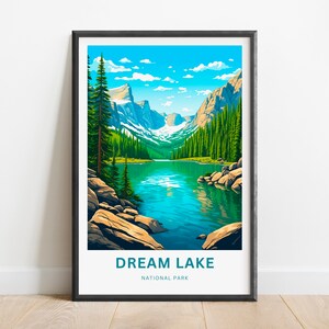 Dream Lake Travel Print - Dream Lake poster, National Park Wall Art, Decor, Framed present, Gift Colorado Present