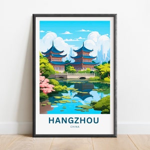Hangzuu Reisedruck - Hangzuu Poster, China Wand Kunst, gerahmt Geschenk, Geschenk China Geschenk