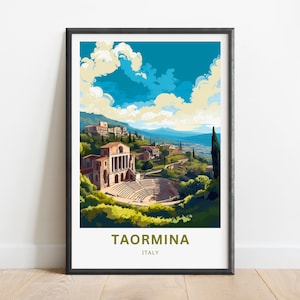 Taormina Travel Print - Taormina poster, Italy Wall Art, Framed present, Gift Italy Present