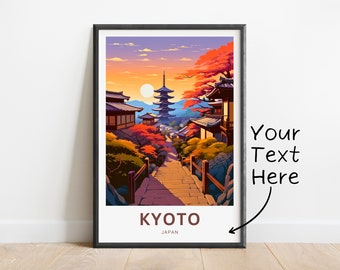 Gepersonaliseerde Kyoto-reisafdruk - Kyoto-poster, Japanse muurkunst, ingelijst cadeau, cadeau Japan cadeau