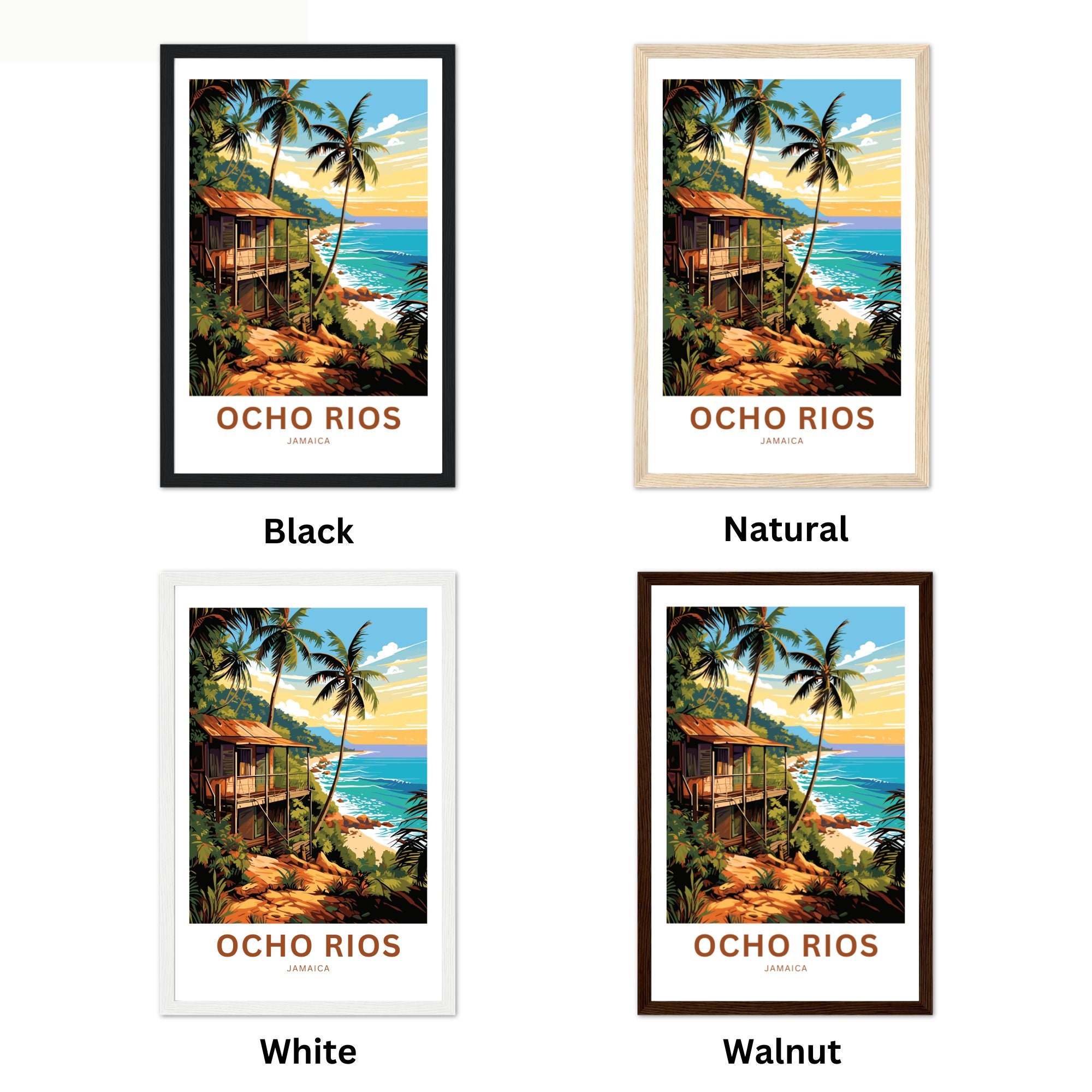 Ocho Rios Travel Print - Ocho Rios Poster, Jamaica Wall Art, Framed ...