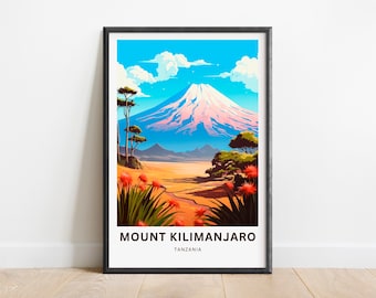 Mount Kilimanjaro Print - Mount Kilimanjaro poster, Tanzania Wall Art, Framed present, Gift Africa Present