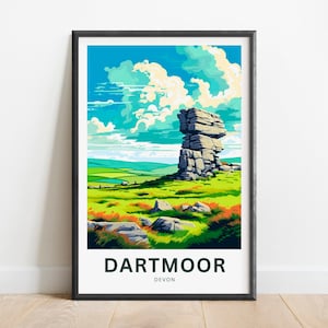 Dartmoor Travel Print - Dartmoor poster, Devon Wall Art, Framed present, Gift England Present