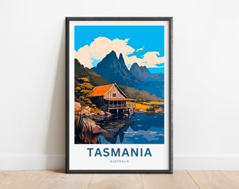 Tasmania Travel Print - Tasmania poster, Australia Wall Art, Framed present, Gift Australia Present