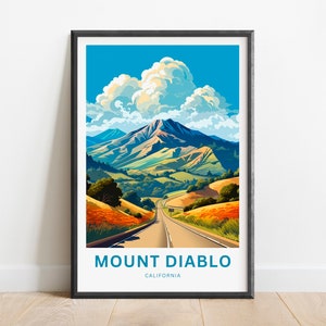 Mount Diablo Travel Print - Mount Diablo poster, California Wall Art, Framed present, Gift California Present