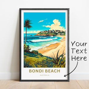 Personalized Bondi Beach Travel Print - Bondi Beach poster, Australia Wall Art, Framed present, Gift Australia Present