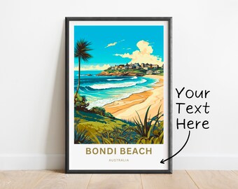 Personalized Bondi Beach Travel Print - Bondi Beach poster, Australia Wall Art, Framed present, Gift Australia Present