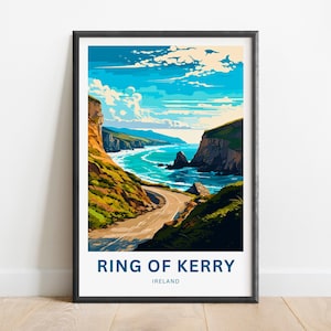 Ring of Kerry Travel Print - Ring of Kerry poster, Ireland Wall Art, Framed present, Gift Ireland Present