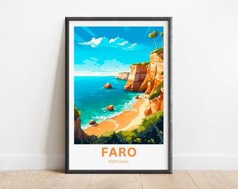 Faro Portugal Print: Beach Wall Art, Travel Poster