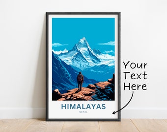 Personalized Himalayas Travel Print - Himalayas poster, Nepal Wall Art, Framed present, Gift Nepal Present