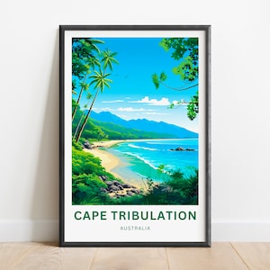 Cape Tribulation Travel Print - Cape Tribulation poster, Queensland, Australia Wall Art, Framed present, Gift Australia, Custom Your Text