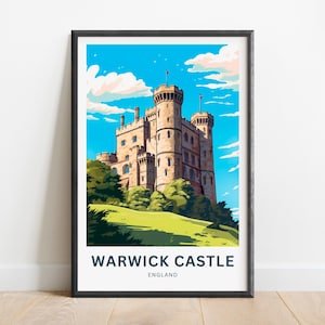 Warwick Castle Travel Print - Warwick Castle Lake poster, England UK Wall Art, Framed present, Gift England UK Present