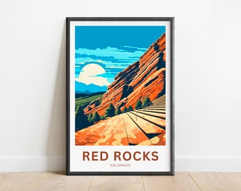 Red Rocks Amphitheater Reise-Druck - Red Rocks Amphitheater Poster, Colorado Wand Kunst, gerahmtes Geschenk, Geschenk Colorado Present