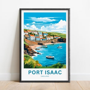 Port Isaac Travel Print - Port Isaac poster, England Wall Art, Framed present, Gift England Present