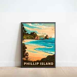Phillip Island Vintage Travel Poster - Phillip Island print, Australia Vintage Wall Art, Framed present, Gift Australia Present