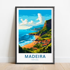 Madeira Travel Print - Madeira poster, Portugal Wall Art, Framed present, Gift Portugal Present