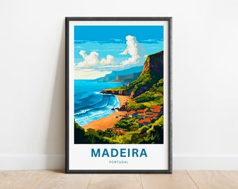 Madeira Travel Print - Poster Madeira, Arte de parede de Portugal, Presente emoldurado, Presente Portugal Presente