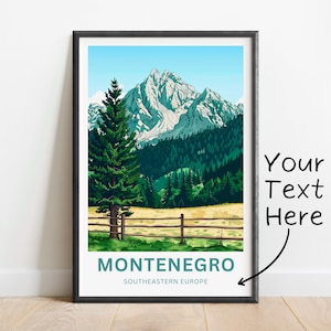 Personalized Montenegro Travel Print - Montenegro poster, Southeastern Europe Wall Art, Framed present, Gift Finland Present