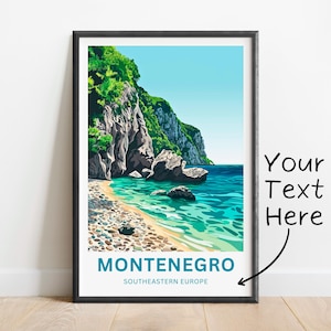 Personalized Montenegro Travel Print - Montenegro poster, Southeastern Europe Wall Art, Framed present, Gift Finland Present