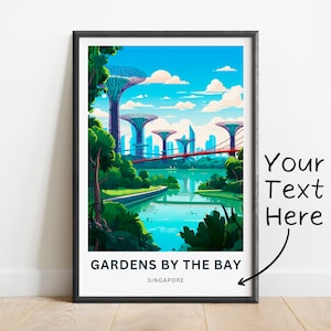Personalized Gardens by the Bay Travel Print - Gardens by the Bay Sands poster, Singapore Wall Art, Framed present, Gift Singapore Present
