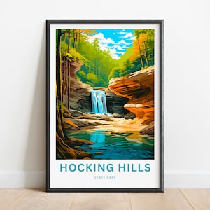 Impresión de viaje de Hocking Hills: póster del parque estatal de Hocking Hills, arte mural de Florida, regalo enmarcado de Estados Unidos, regalo de Ohio