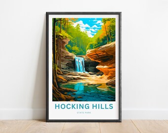 Hocking Hills Travel Print - Hocking Hills State Park poster, Florida Wall Art, United States Framed present, Gift Ohio Present