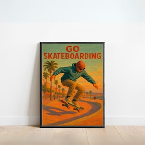 Skateboarding Wall Art – Vintage Skateboard Poster for Skaters, Street Culture, and Urban Decor