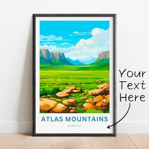 Personalized Atlas Mountains Travel Print - Atlas Mountains poster, Morocco Wall Art, Framed present, Gift Morocco Present