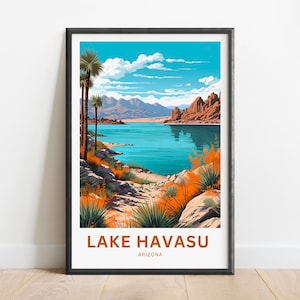 Impressão de viagem de Lake Havasu - pôster de Lake Havasu, arte de parede do Arizona, presente emoldurado, presente Arizona presente