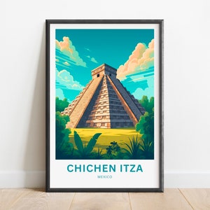 Chichen Itza Travel Print - Chichen Itza poster, Mexico Wall Art, Framed present, Gift Mexico Present