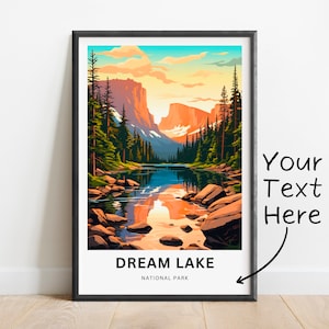 Personalized Dream Lake Travel Print - Dream Lake poster, National Park Wall Art, Decor, Framed present, Gift Colorado Present