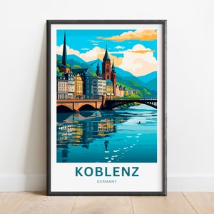Koblenz Travel Print - Koblenz poster, Germany Wall Art, Framed present, Gift Germany Present