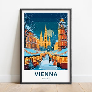 Impressão de viagem de Viena - pôster de Viena, arte de parede da Áustria, presente emoldurado, presente da Áustria
