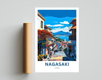 Personalized Nagasaki Travel Print - Nagasaki Poster, Japan Wall