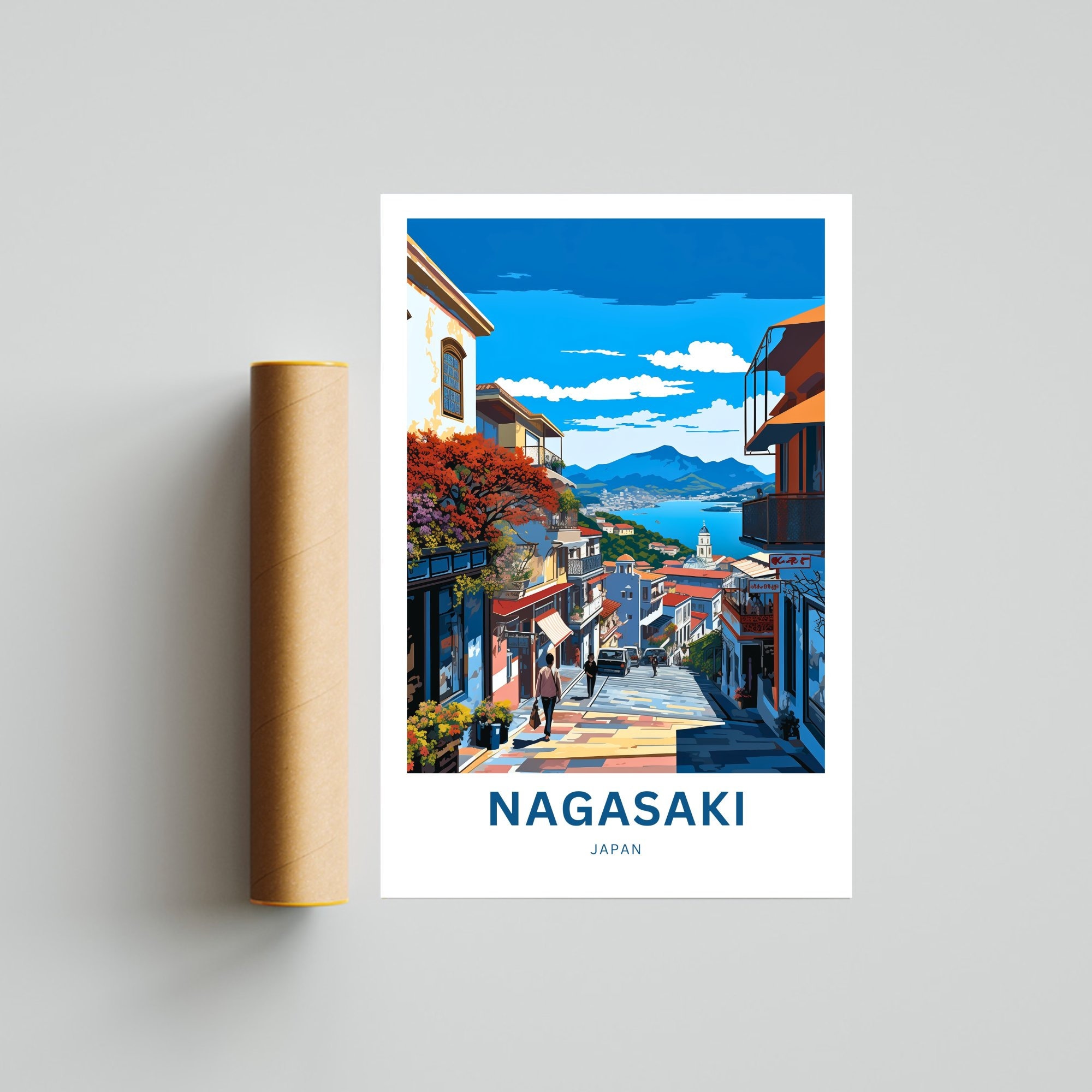 Personalized Nagasaki Travel Print - Nagasaki Poster, Japan Wall