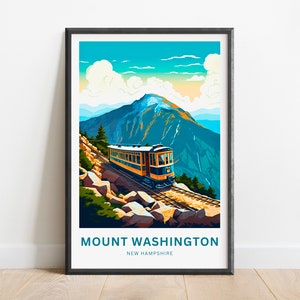 Mount Washington Travel Print - Mount Washington poster, New Hampshire Wall Art, Framed present, Gift New Hampshire Present