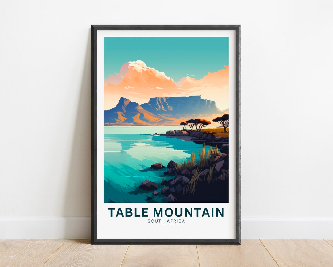 Table Mountain Print Table Mountain Poster South Africa Etsy