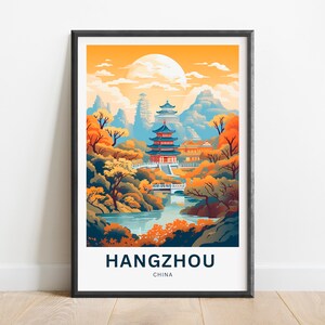 Hangzuu Reisedruck - Hangzuu Poster, China Wand Kunst, gerahmt Geschenk, Geschenk China Geschenk