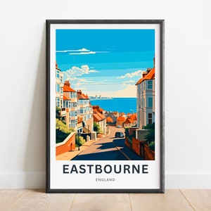 Eastbourne Travel Print - Eastbourne poster,  England Wall Art, Framed present, Gift  England Present