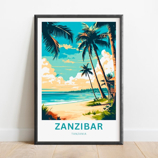 Zanzibar Travel Print - Zanzibar poster, Tanzania Wall Art, Framed present, Gift Tanzania Present