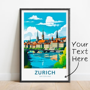 Personalized Zurich Travel Print - Zurich poster, Switzerland Wall Art, Framed present, Gift Switzerland Present