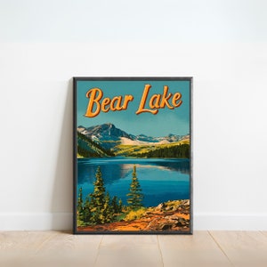 Bear Lake Vintage Travel Poster - Bear Lake Print, Utah Wall Art, Framed, Gift Idaho Present