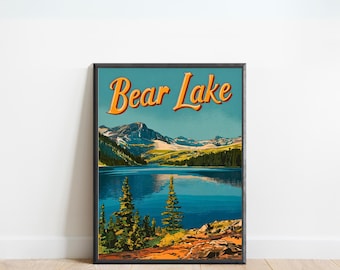 Bear Lake Vintage Travel Poster - Bear Lake Print, Utah Wall Art, Framed, Gift Idaho Present