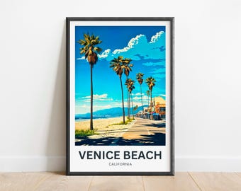 Venice Beach Travel Print - Venice Beach poster, California Wall Art, Framed present, Gift California Present
