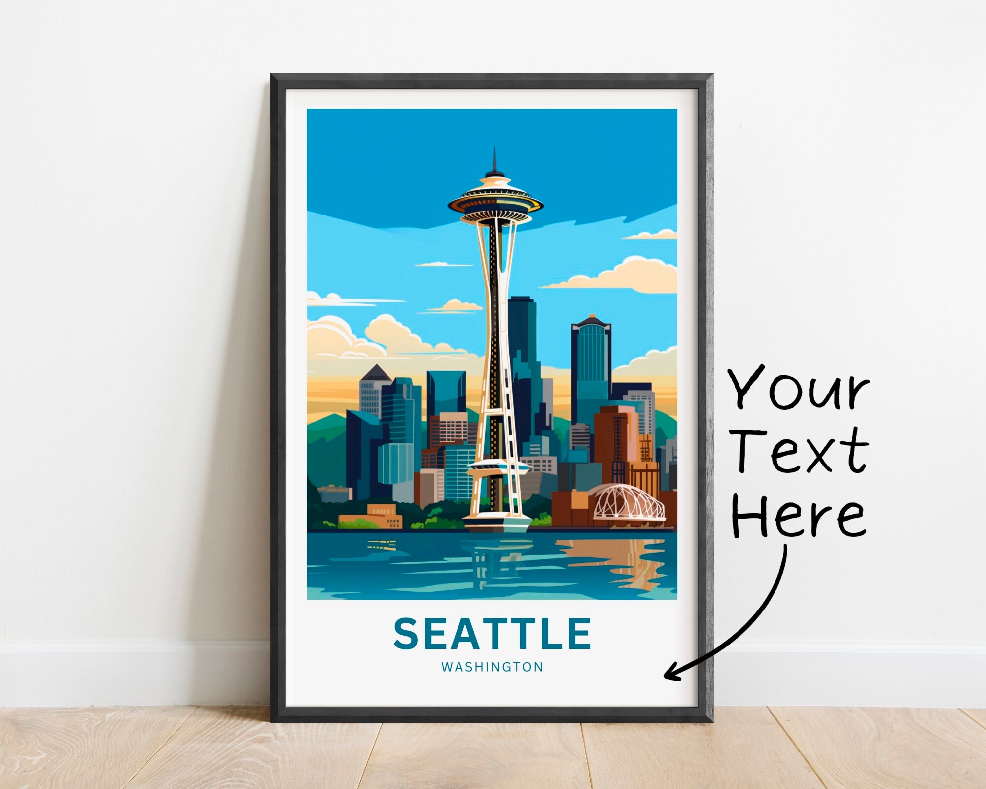 Personalized Seattle Travel Print - Seattle Poster, Washington