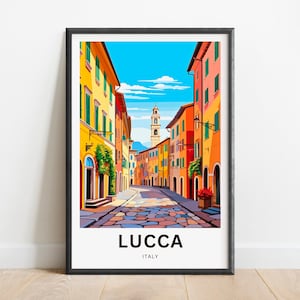 Lucca-reisafdruk - Lucca-poster, muurkunst Toscane Italië, ingelijst cadeau, cadeau Italië cadeau