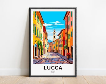 Lucca Travel Print - Lucca Poster, Tuscany Italy Wall Art, Framed