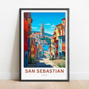 San Sebastian Print - San Sebastian poster, Spain Wall Art, Framed present, Gift Spain Present